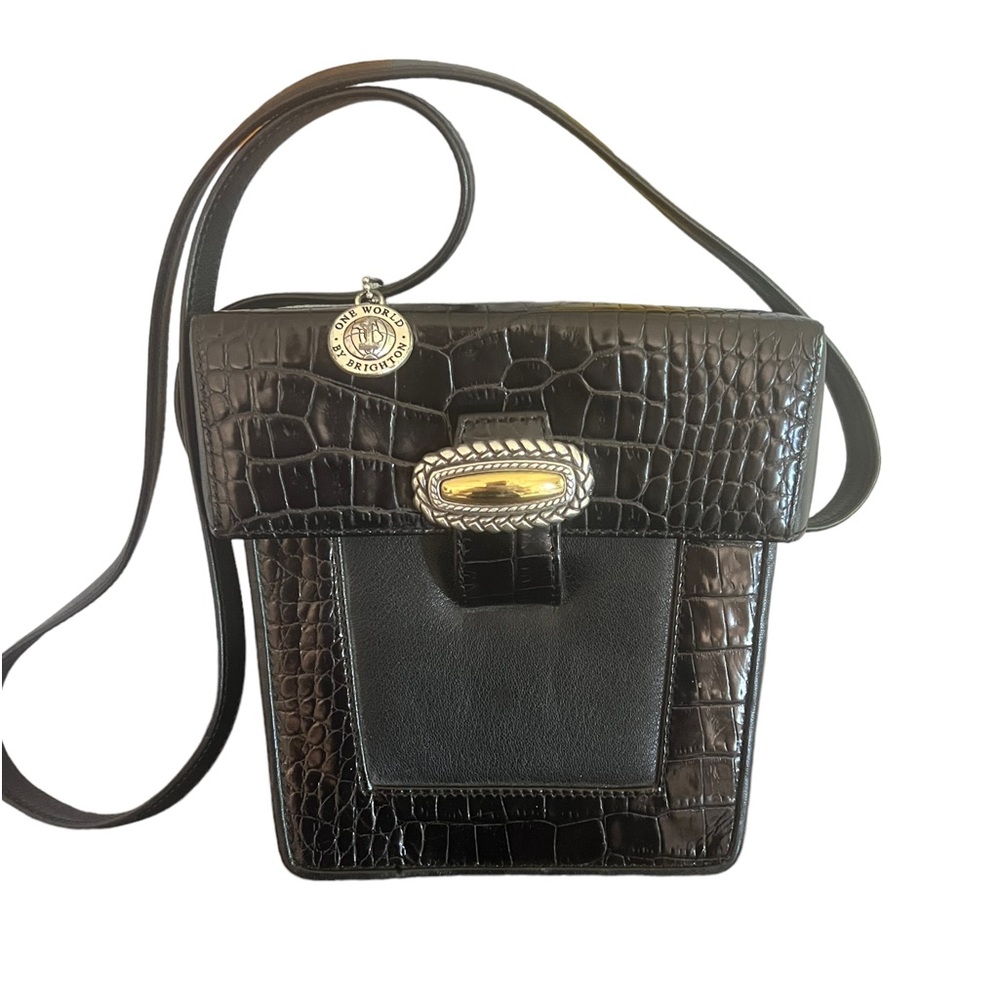 Brighton vintage crossbody snake and leather box style purse excellent condition
